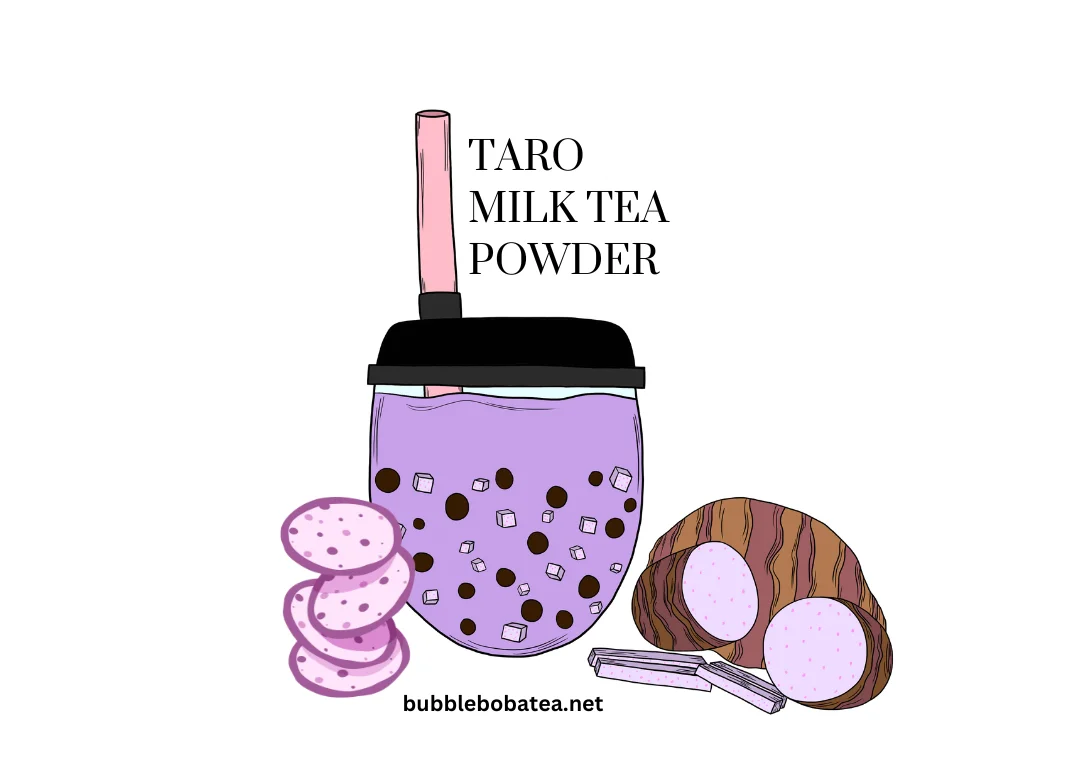 Taro milk tea powder drink illustration