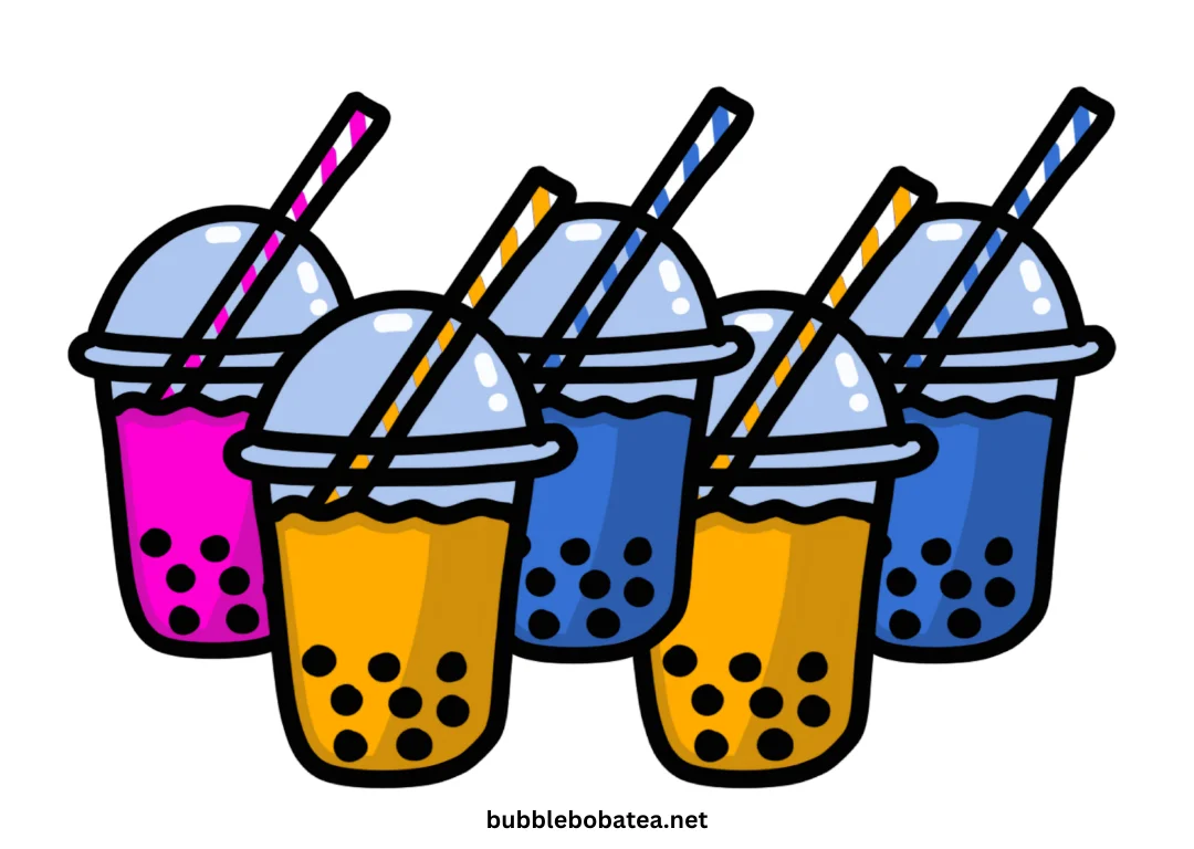 Colorful taro milk  tea powder cups