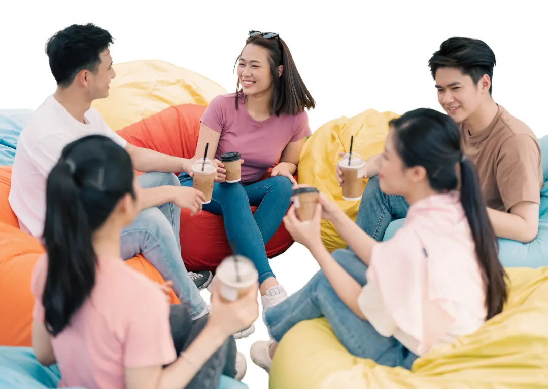 university students drinking boba bubble tea 