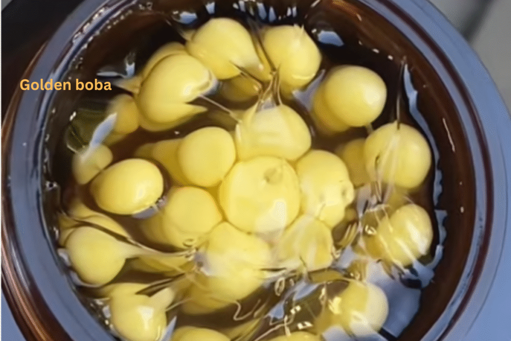 What is golden boba? Gold pearls.